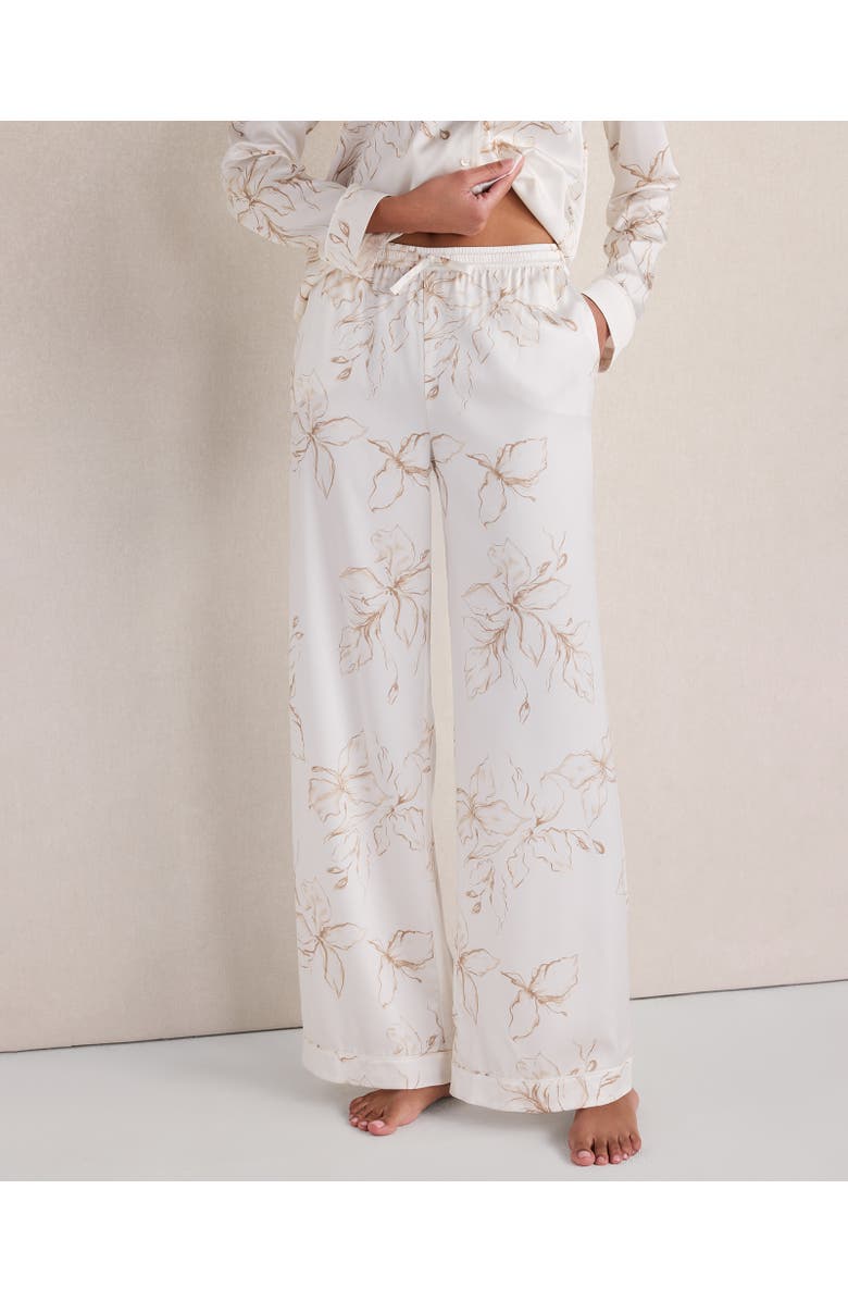Haven Well Within Washable Silk Floral Pajama Pants, Main, color, Charcoal Floral Ivory Multi