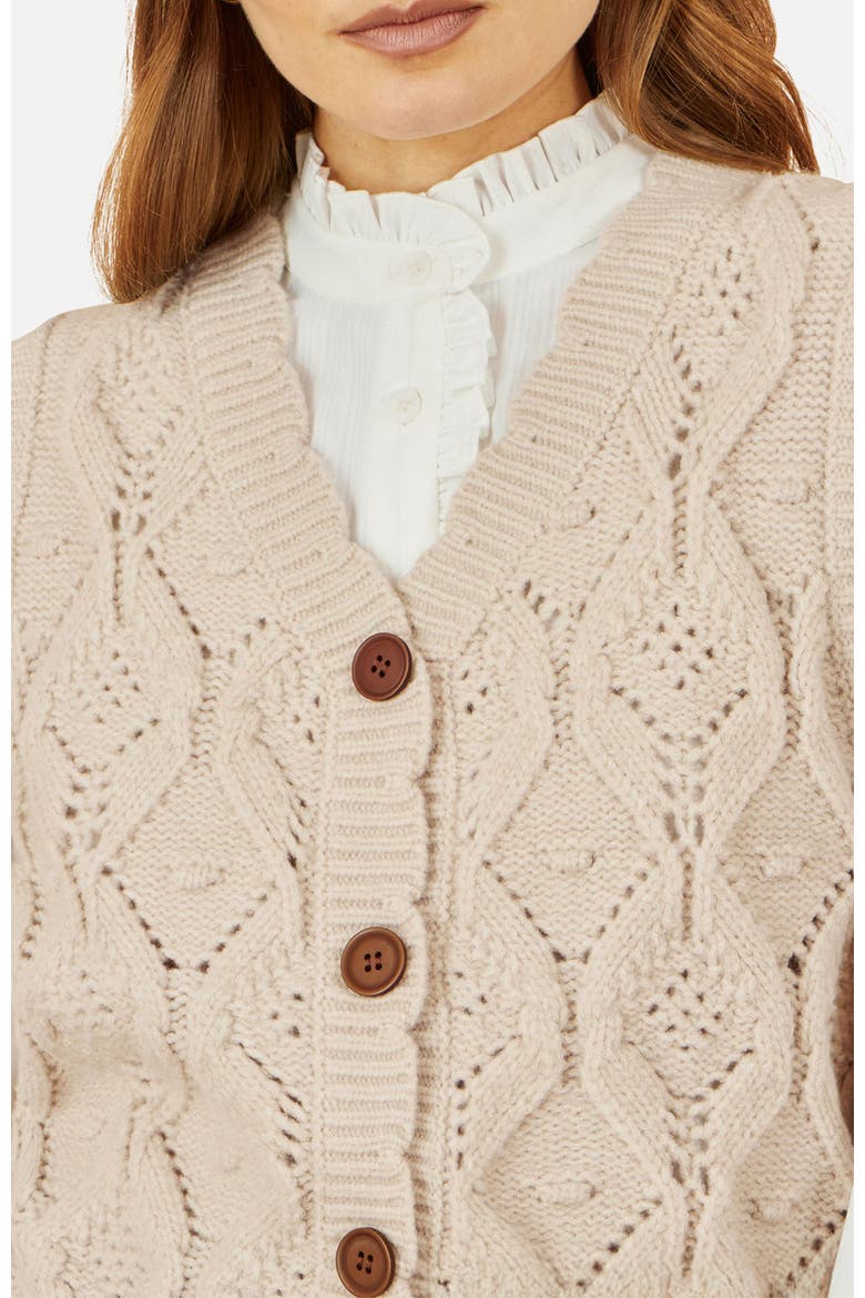 Button Up Chunky Cable Knit Waistcoat, Alternate, color, Ivory