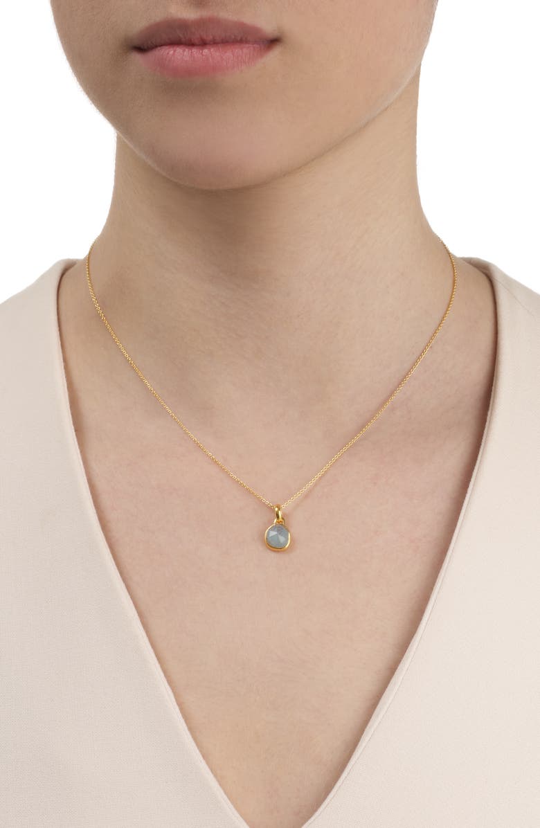 Monica Vinader Siren Bezel Pendant Charm, Alternate, color, Yellow Gold/ Aquamarine