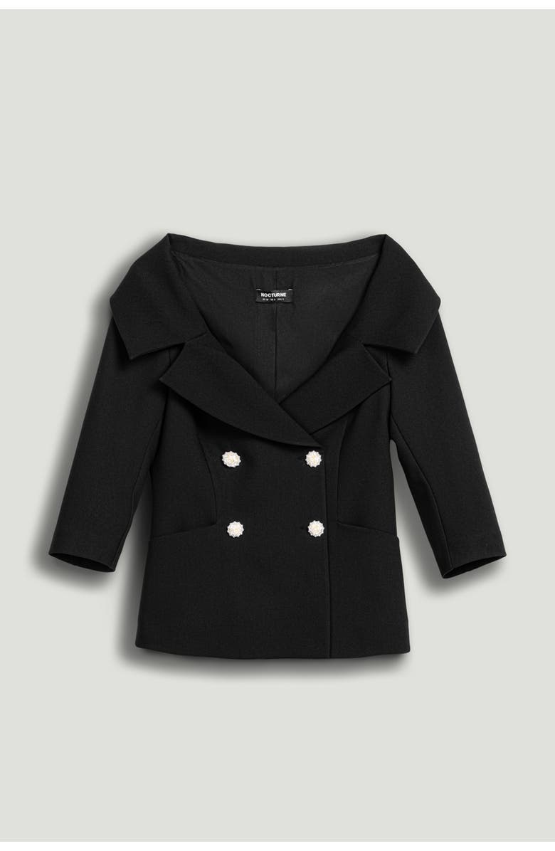Nocturne Double-Breasted Structured Jacket, Alternate, color, Black
