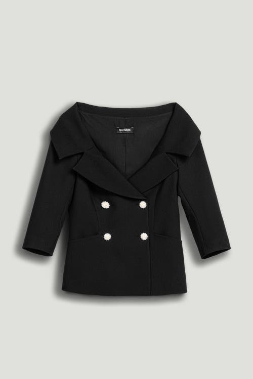 Nocturne Double-breasted Structured Jacket In Black