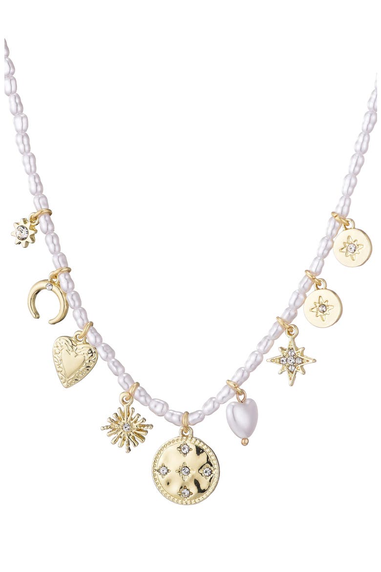 Assorted Charm Faux Pearl Necklace, Main, color, WHITE