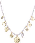 Adornia Assorted Charm Faux Pearl Necklace