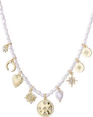 Adornia Assorted Charm Faux Pearl Necklace