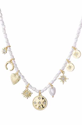 Adornia Assorted Charm Faux Pearl Necklace
