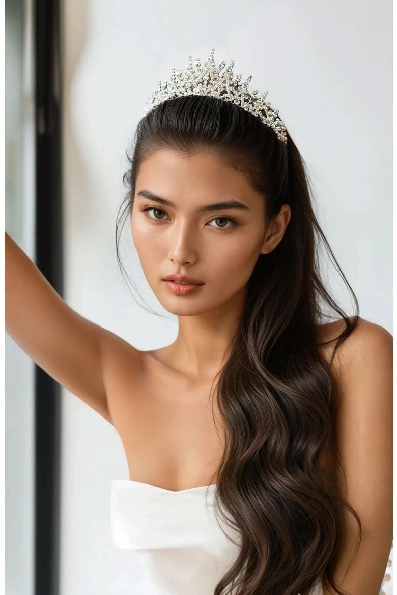 Matea Crystal Crown (Nordstrom Exclusive), Alternate, color, SILVER
