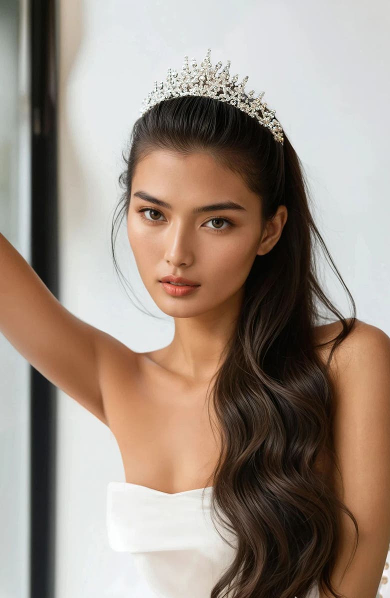 Brides & Hairpins Matea Crystal Crown, Alternate, color, Silver