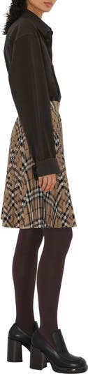 スカート Burberry FW24 Wool blend pleated Check skirt (8093011) Pleated Check Wool Blend Skirt in Linden - Women, Nylon
