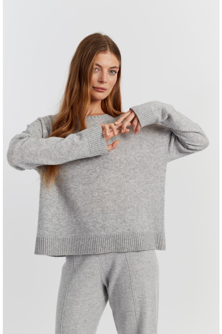 Lightweight Wool-Cashmere Relaxed Sweater, Alternate, color, Light Grey