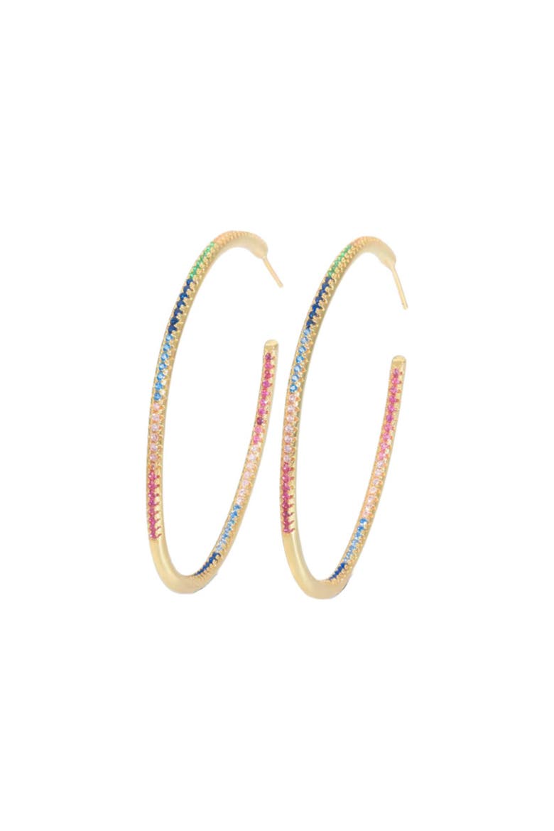 Rainbow Hoop Earrings, Alternate, color, Gold