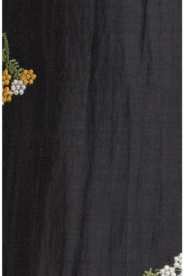 Madison Floral Cotton & Lyocell Plissé Camp Shirt, Alternate, color, BLACK