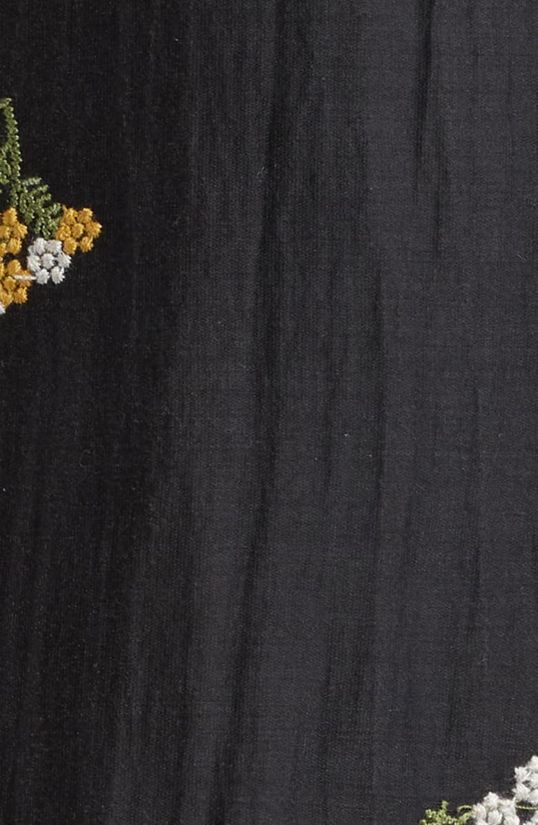 RIZORT Madison Floral Cotton & Lyocell Plissé Camp Shirt, Alternate, color, Black