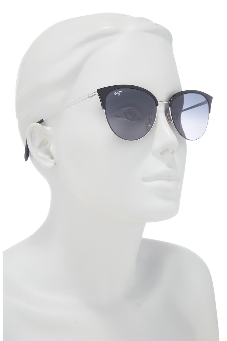 55mm Core Round Polarized Sunglasses, Alternate, color, BLACK SILVER GREY