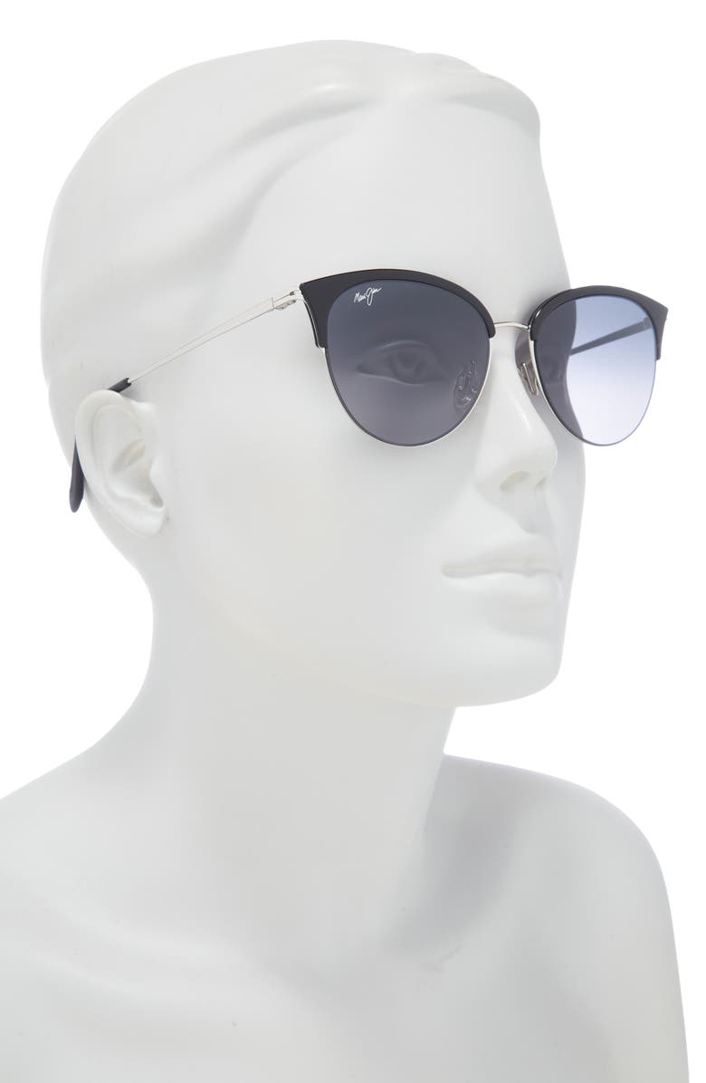 Maui Jim 55mm Core Round Polarized Sunglasses, Alternate, color, Black Silver Grey