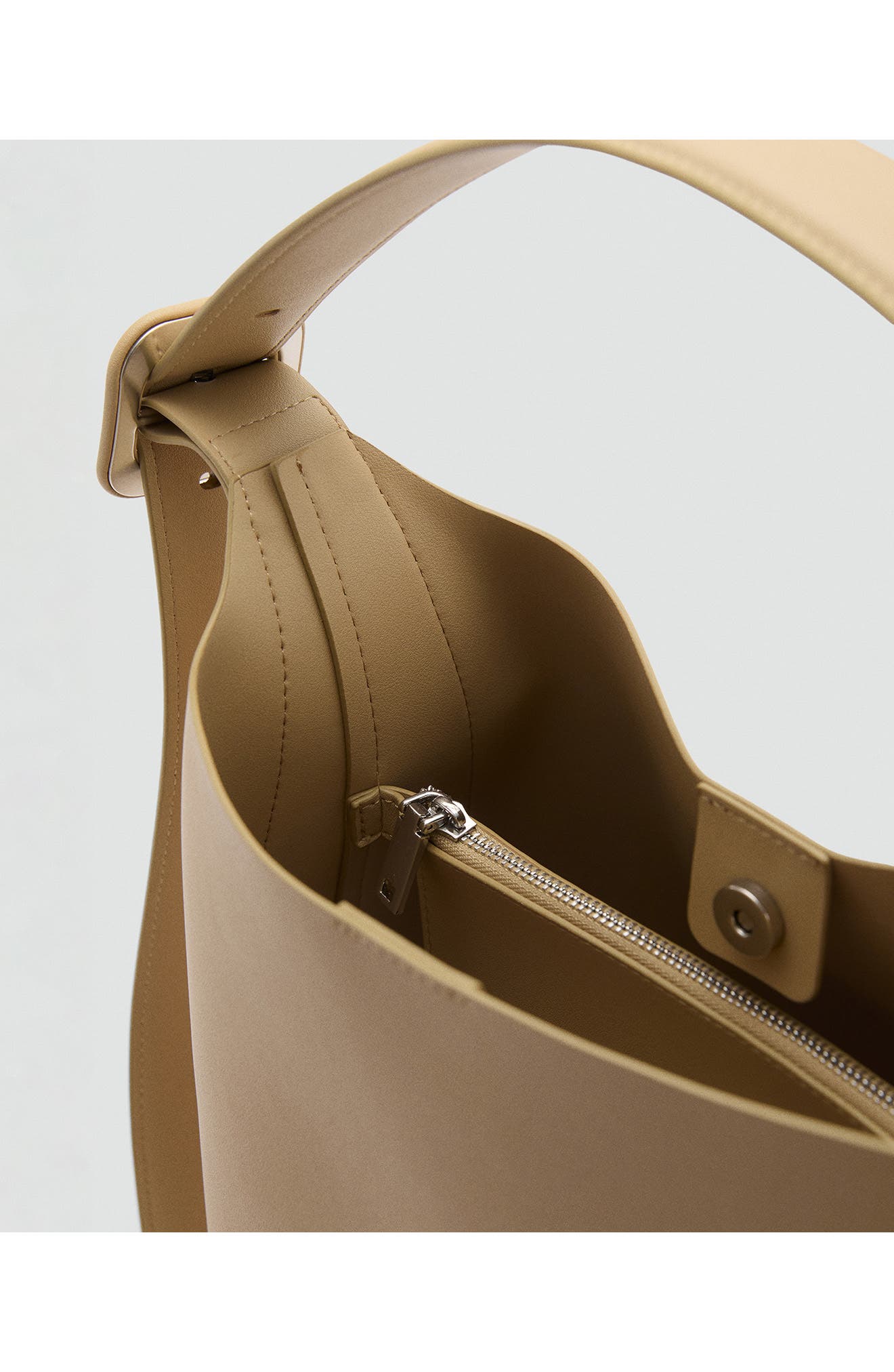 MANGO Faux Leather Bucket Bag, Alternate, color, Vanilla