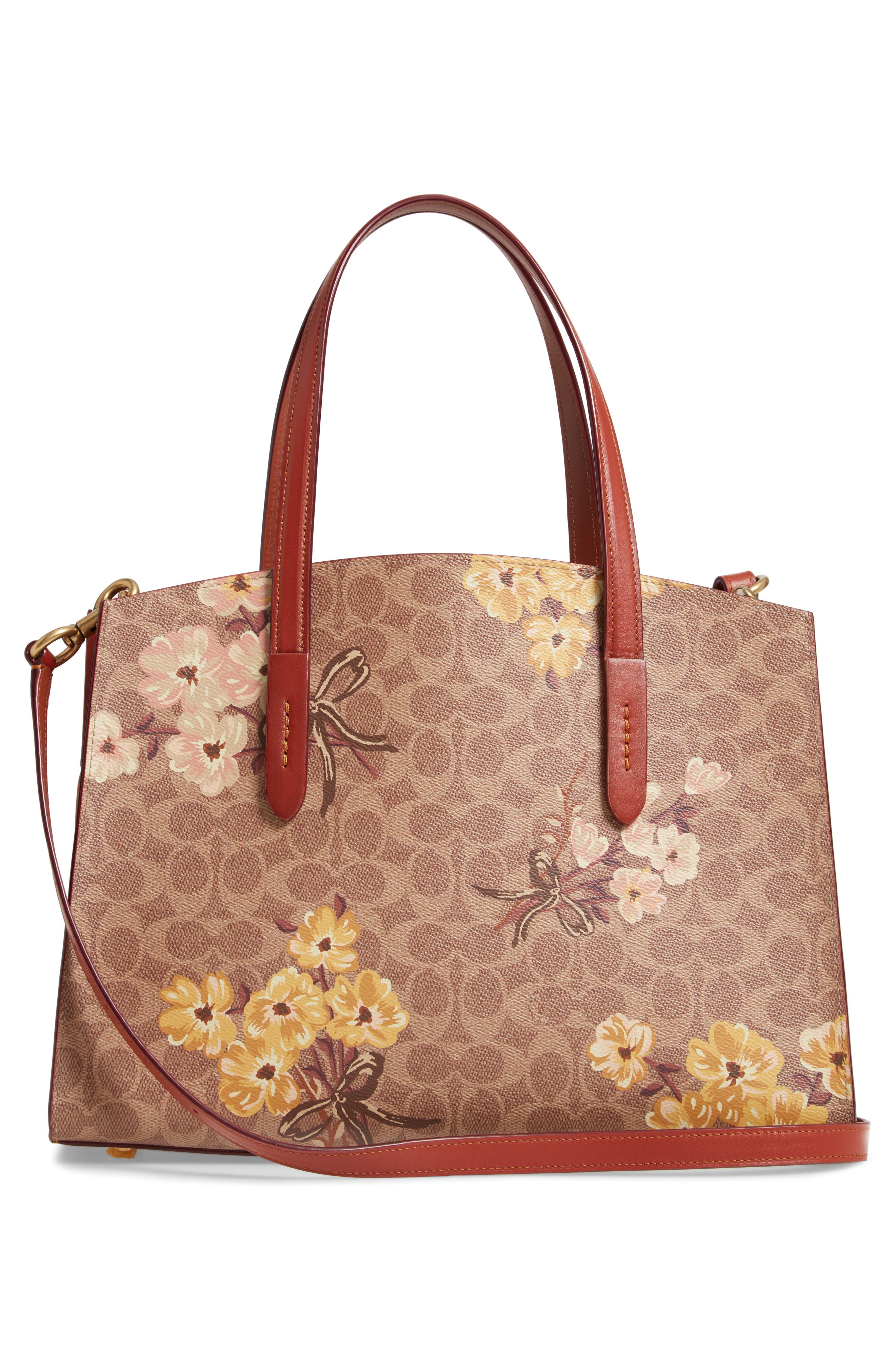 COACH Charlie Prairie Blossoms Signature Canvas Tote, Alternate, color, 