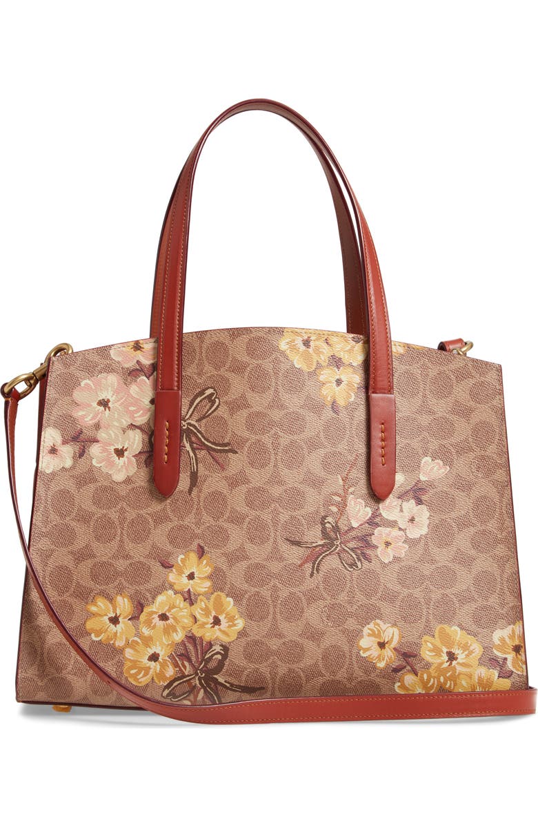 COACH Charlie Prairie Blossoms Signature Canvas Tote, Alternate, color,