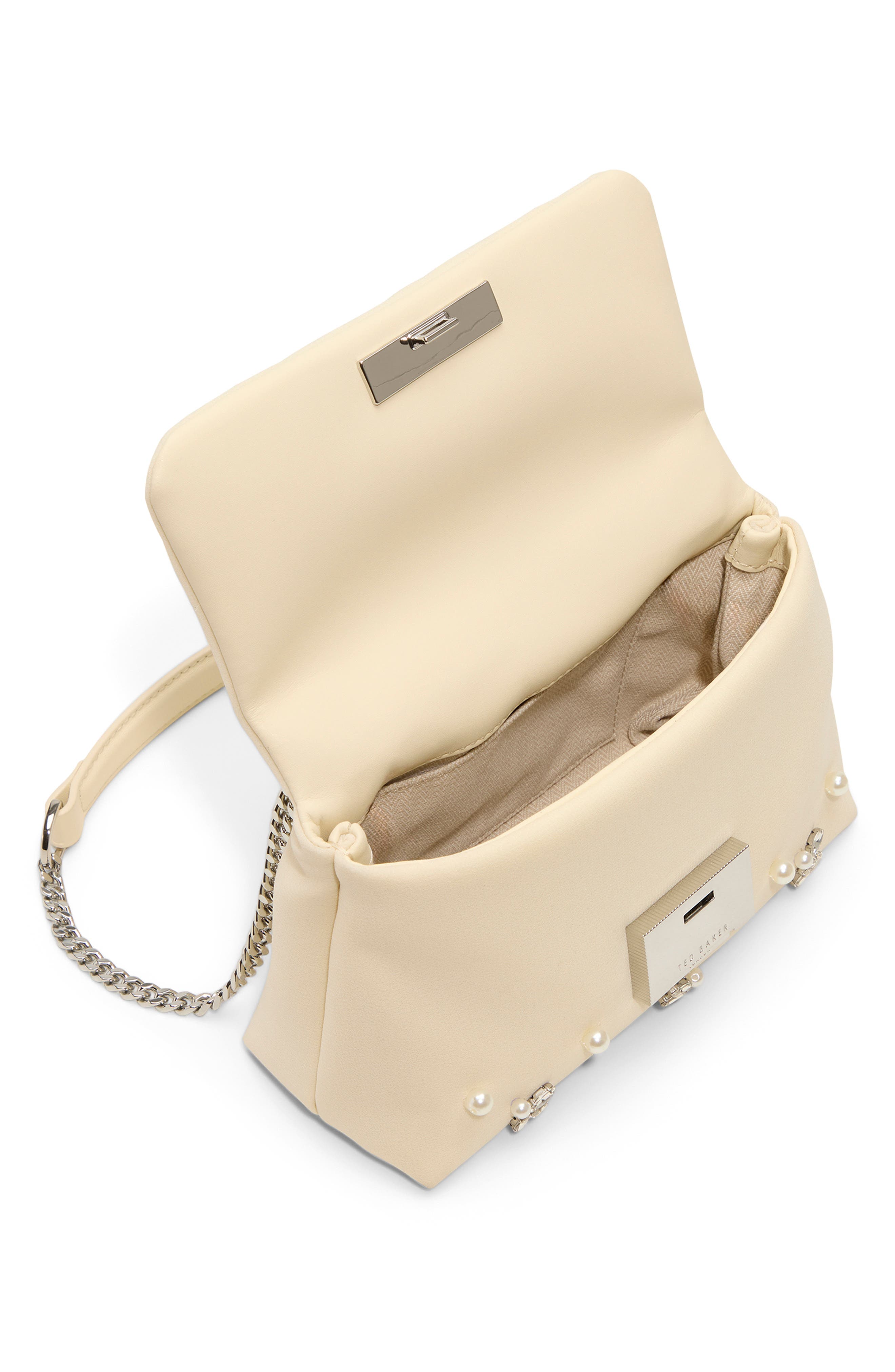 Ted Baker London Ginette Embellished Satin Bag, Alternate, color, Mesh Cream