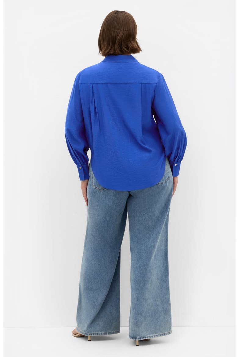 Elena Tie Waist Button-Up Shirt, Alternate, color, CERULEAN