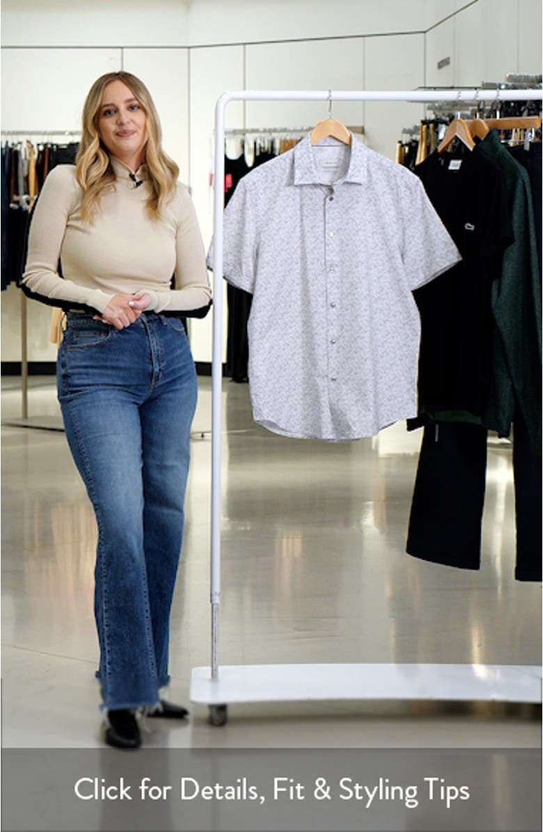 Myron OoohCotton<sup>®</sup> Abstract Print Short Sleeve Button-Up Shirt, sales video thumbnail