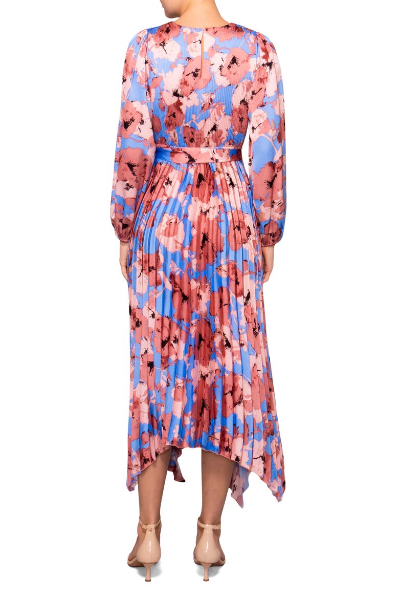Pleated Asymmetrical Maxi Dress, Alternate, color, BLUE BLUSH FLORAL