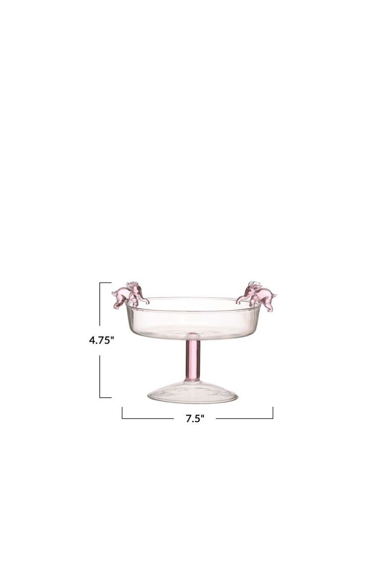 Whimsical Elephant Glass Stemmed Bowl, Alternate, color, Pink and Clear