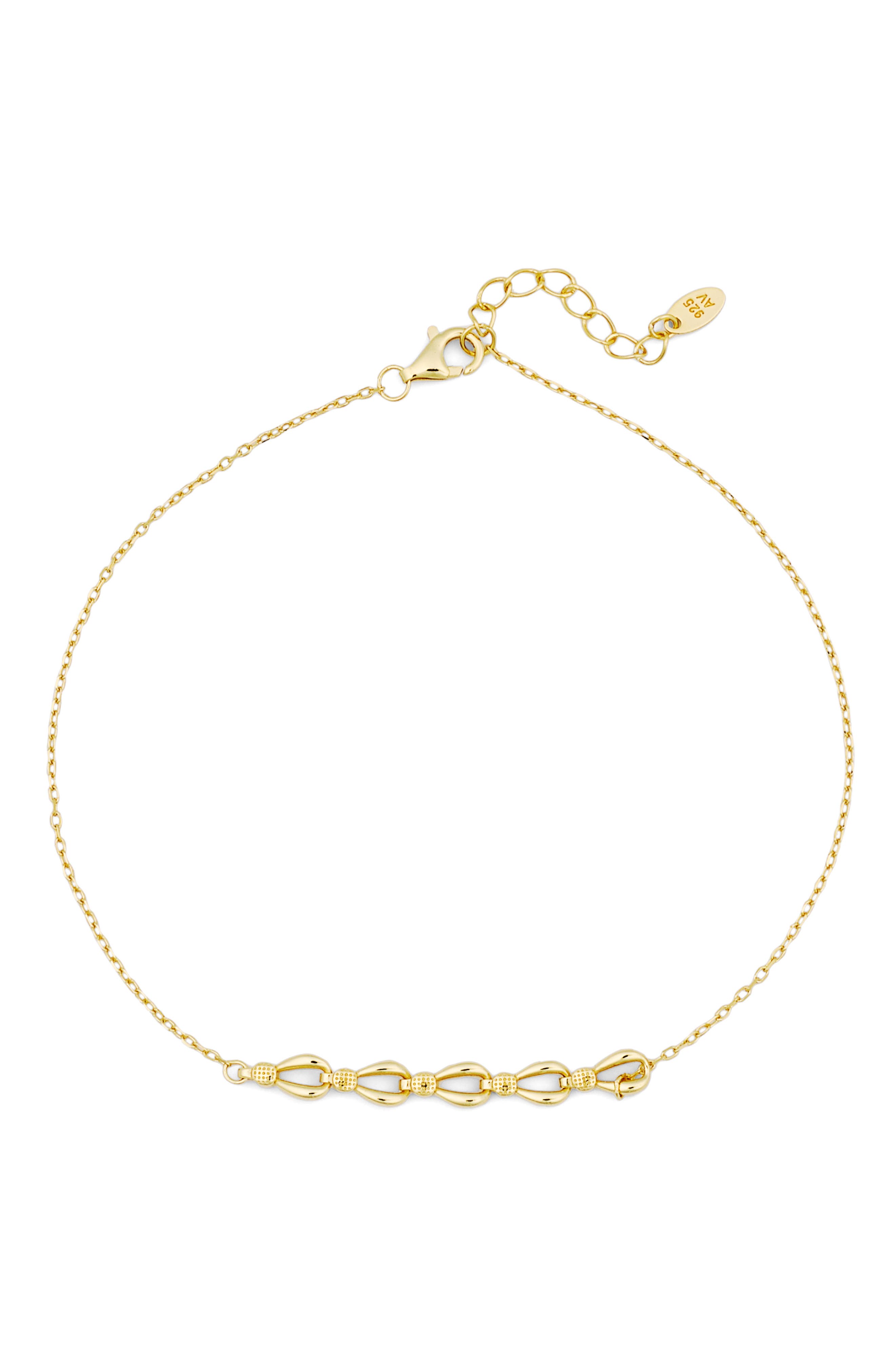 Argento Vivo Sterling Silver Frontal Station Anklet In Gold