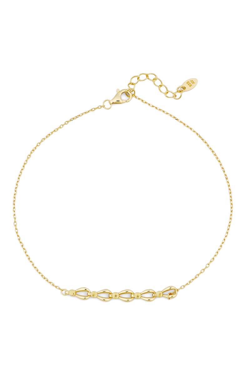 Argento Vivo Sterling Silver Frontal Station Anklet, Main, color, Gold