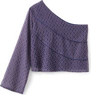 MANGO TEEN Scarf Print One-Shoulder Top