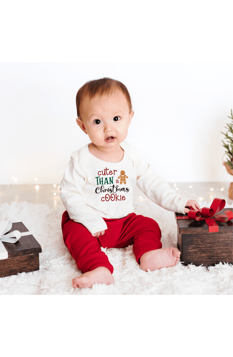 Finn + Emma Organic Baby Graphic Bodysuit | Christmas Cookie, Alternate, color, Off White