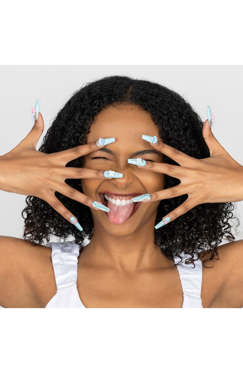 3H Nails Cinnamoroll 3D Luxury Handmade Press-On Nails - 24-Piece Kit, Alternate, color, Baby Blue, Silver