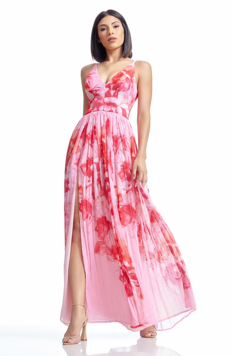 Dress the Population Alyssa Floral Gown, Alternate, color, Blush Multi