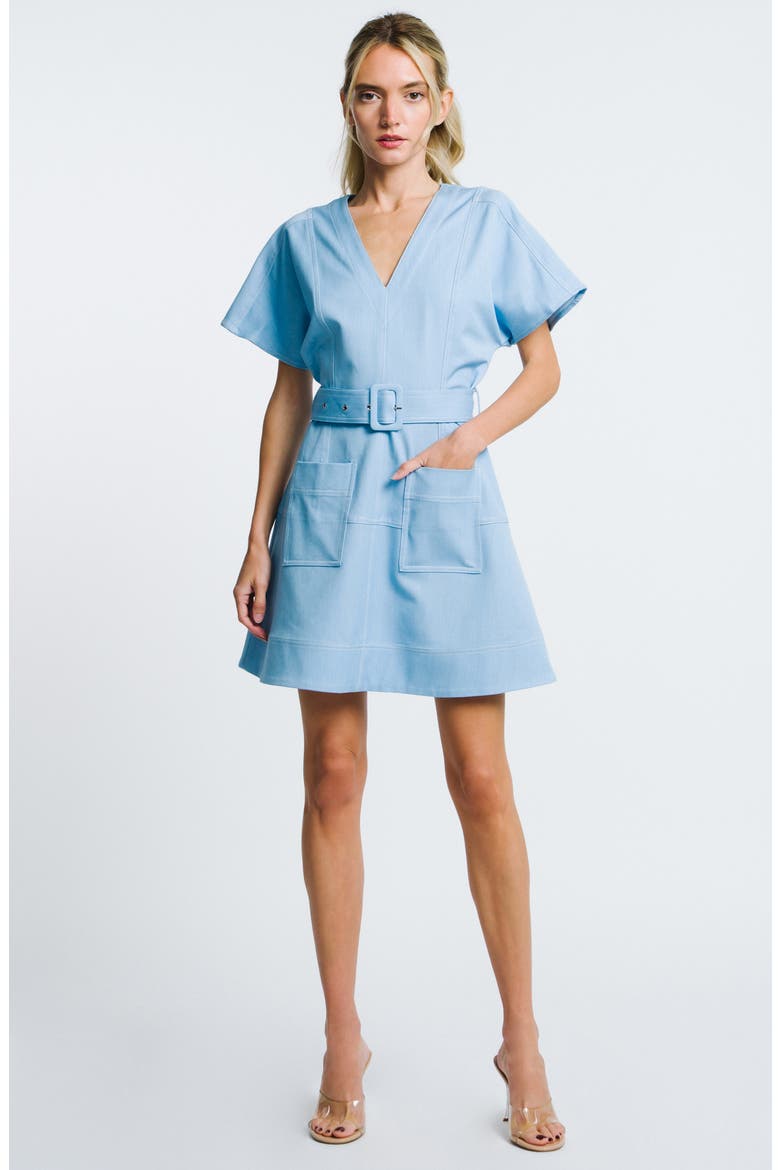 Polly Belted Minidress, Alternate, color, LIGHT BLUE