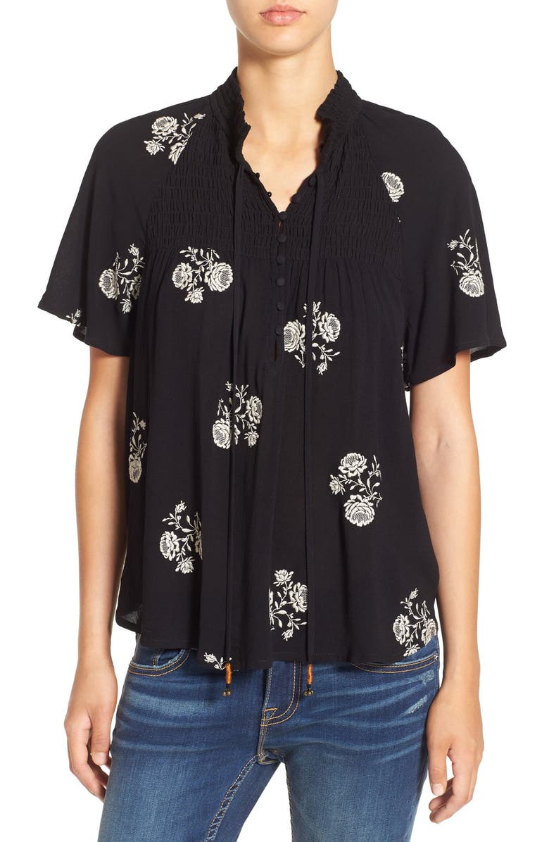 Chloe & Katie Embroidered Woven Top, Main, color,