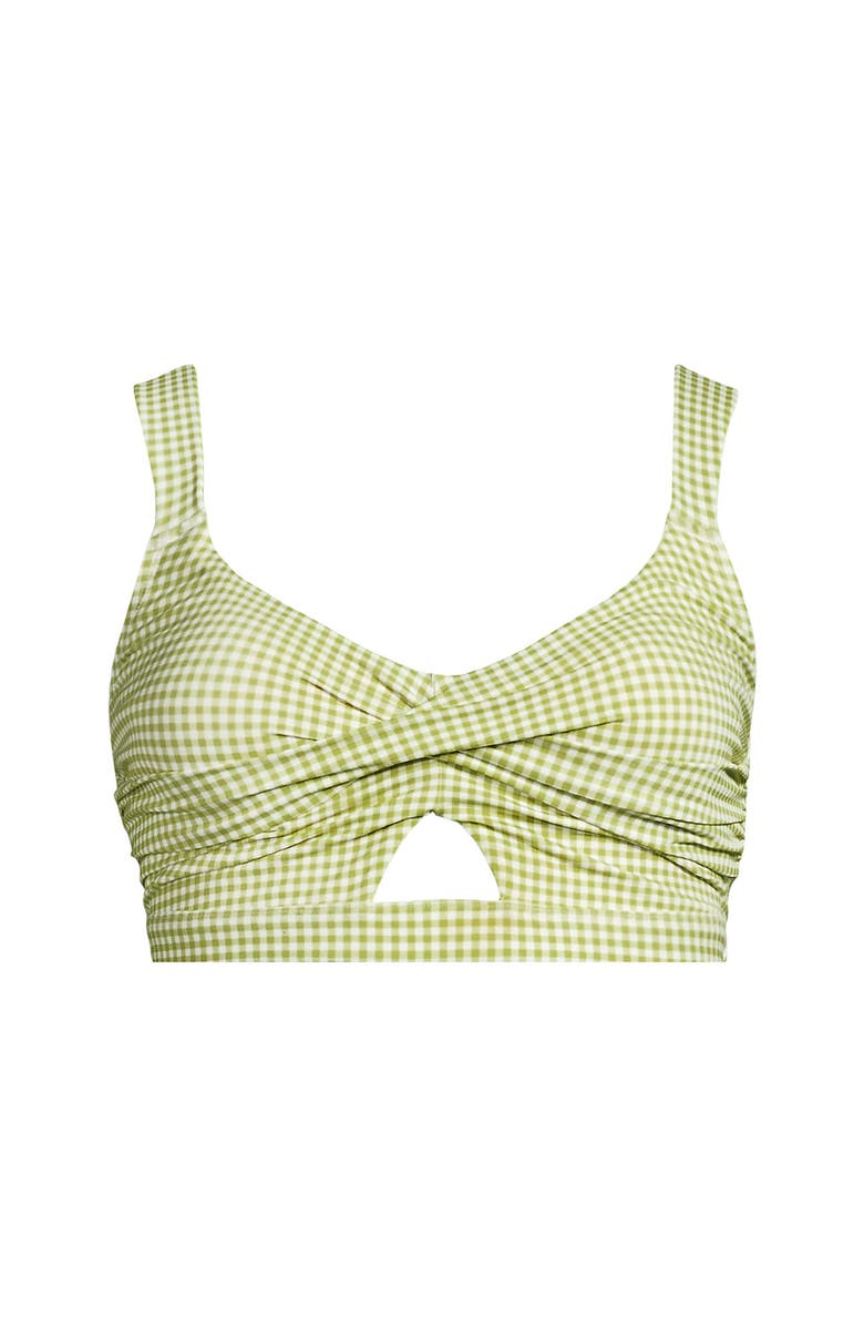 Lands' End Plus Size Twist Front Bikini Top, Alternate, color, Bright Pistachio Gingham
