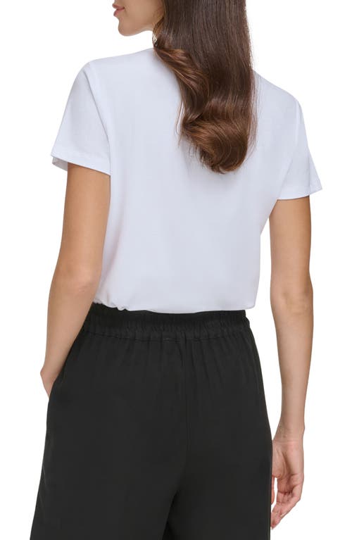 Dkny Rhinetsone Logo Graphic T-shirt In White