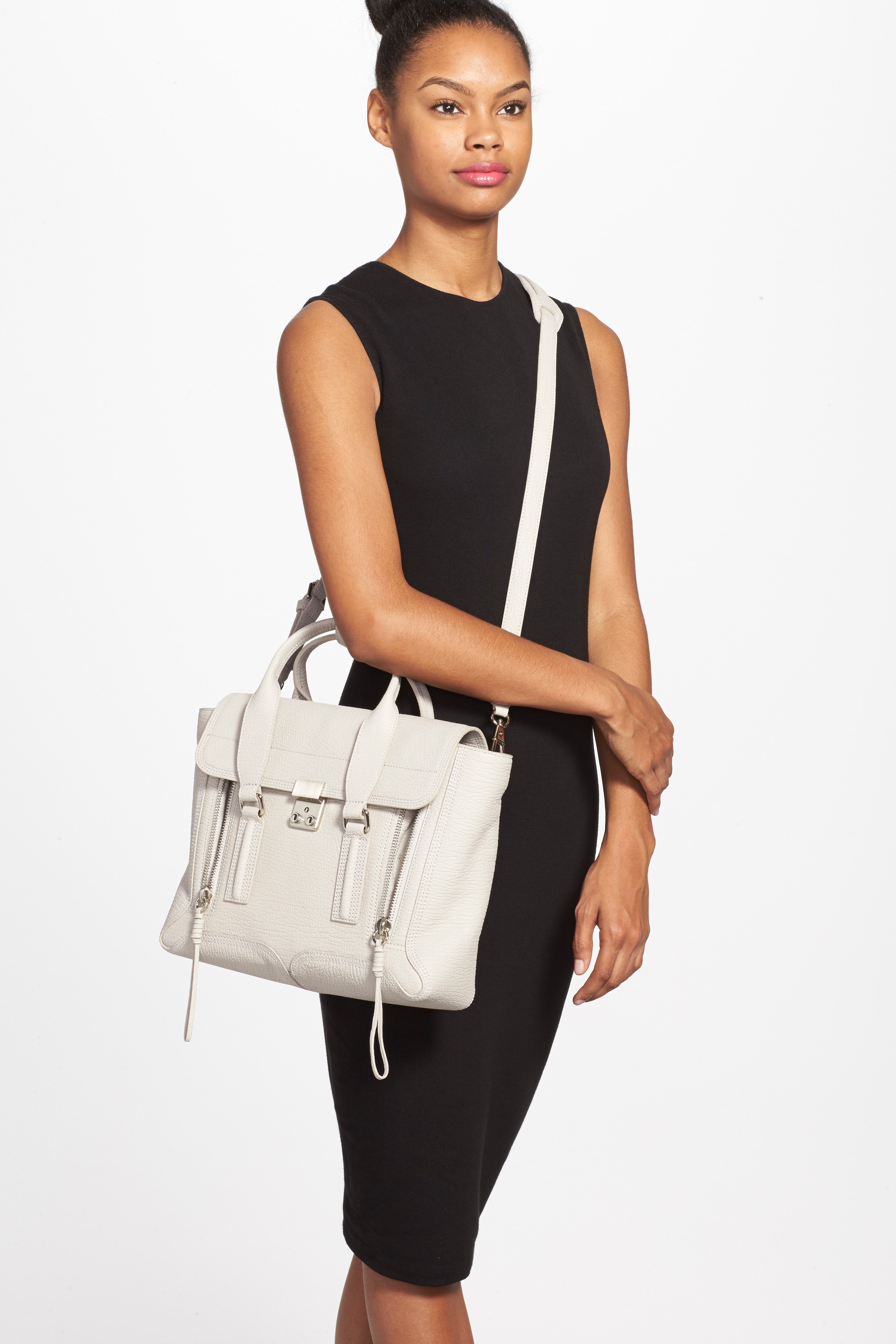 'Medium Pashli' Leather Satchel, Alternate, color, FEATHER/ FEATHER