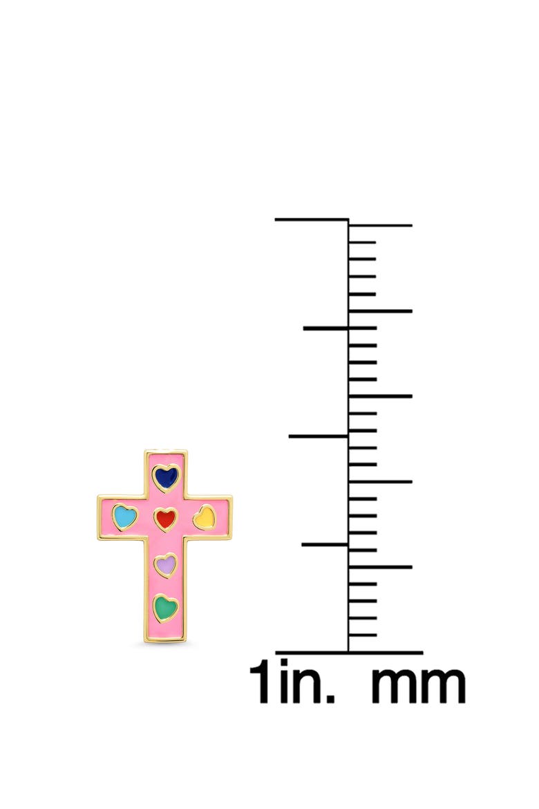 Kids' Cross Enamel Stud Earrings, Alternate, color, PINK