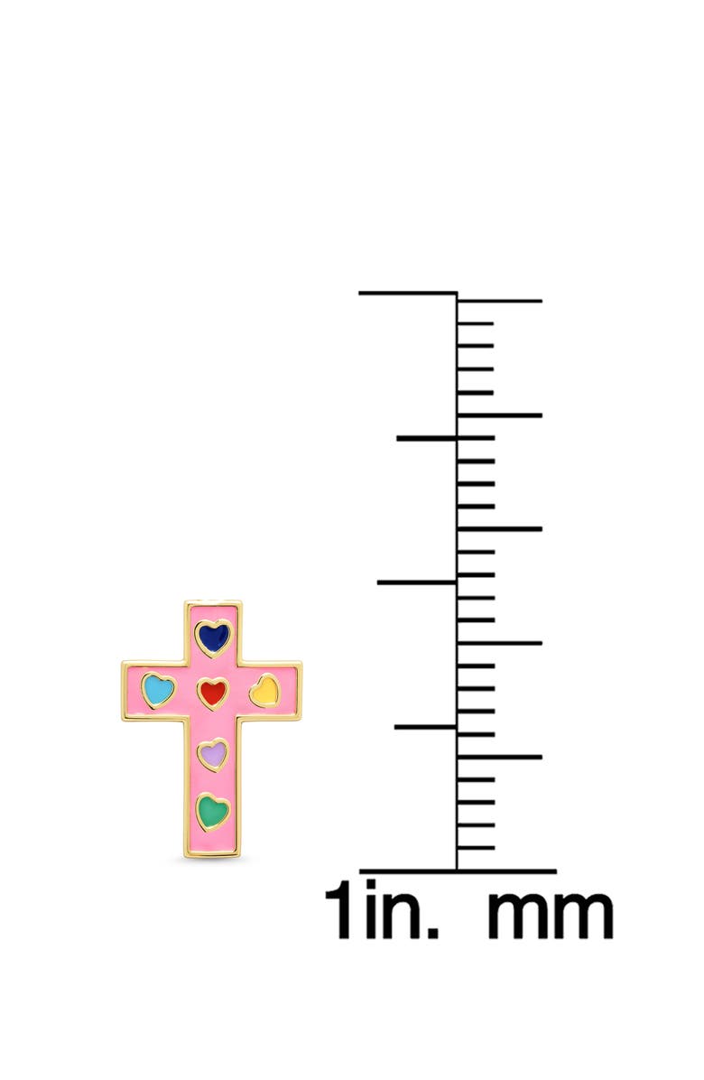 Lily Nily Kids' Cross Enamel Stud Earrings, Alternate, color, Pink