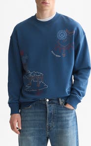 Scotch & Soda Placed Embroidered Cotton Sweatshirt