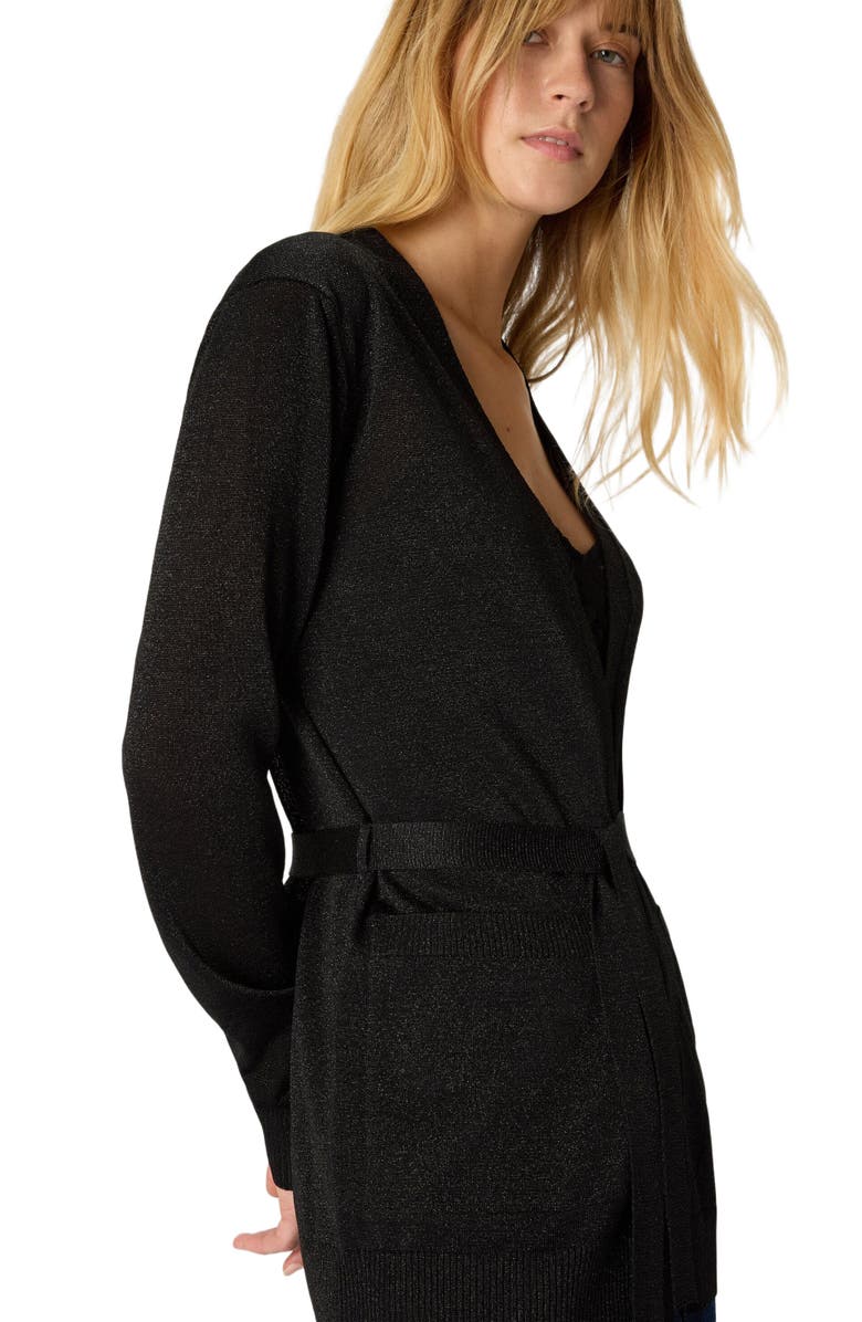 Missoni Cardigan With Belt In Lamé, Alternate, color, Black