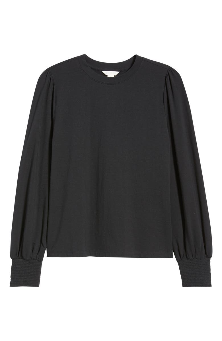 Caslon<sup>®</sup> Blouson Sleeve Cotton Blend Top, Alternate, color, Black