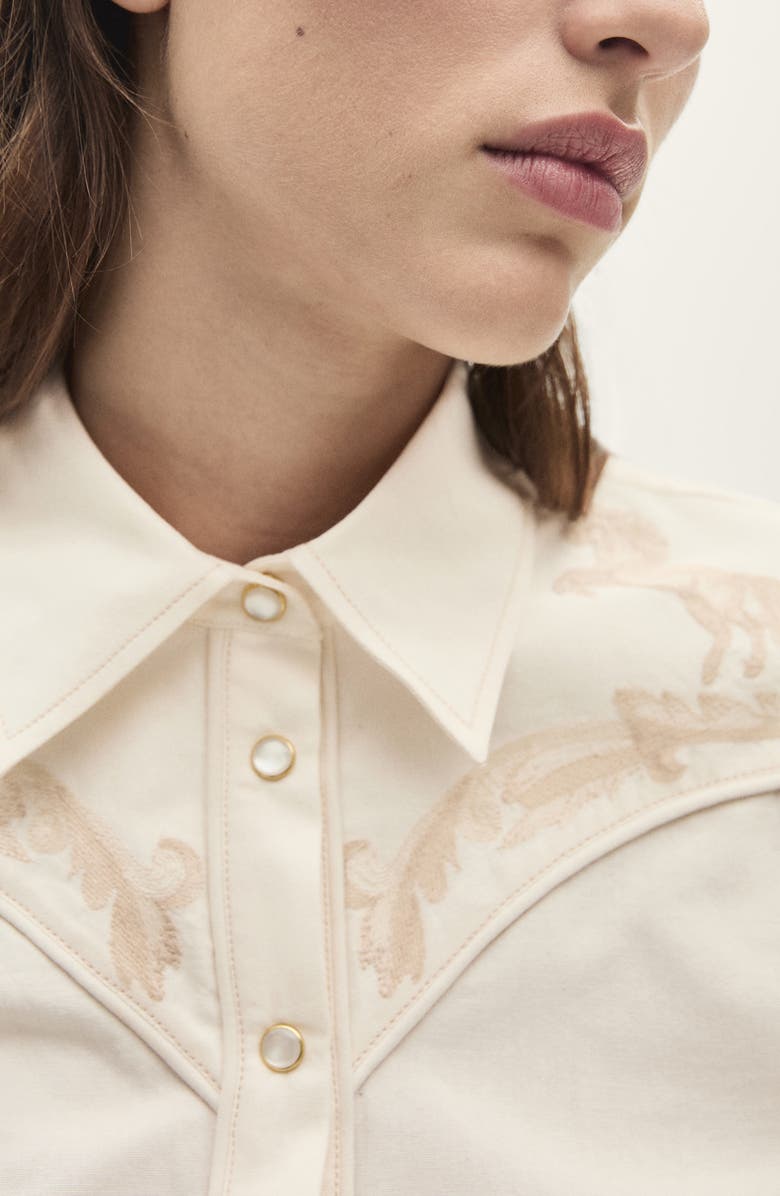 MANGO Embroidered Western Shirt, Alternate, color, 