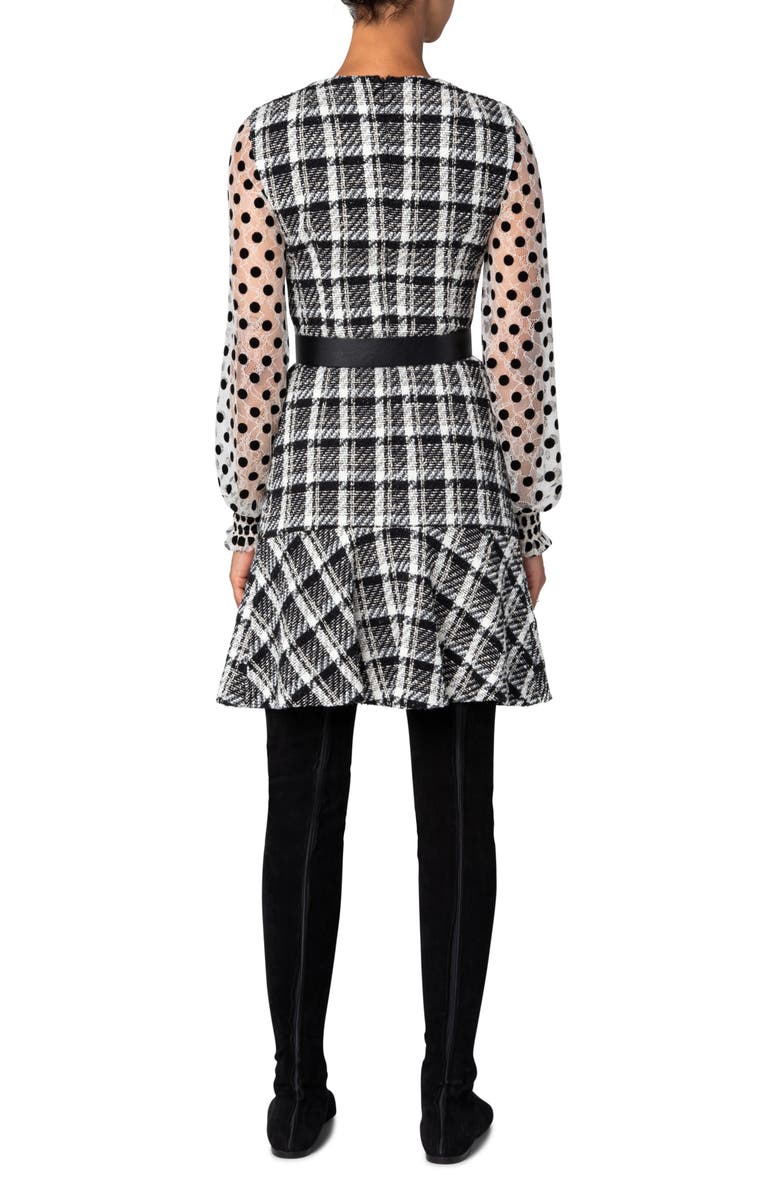 Akris punto Gossamer Long Sleeve Super Lightweight Tweed Dress, Alternate, color, 