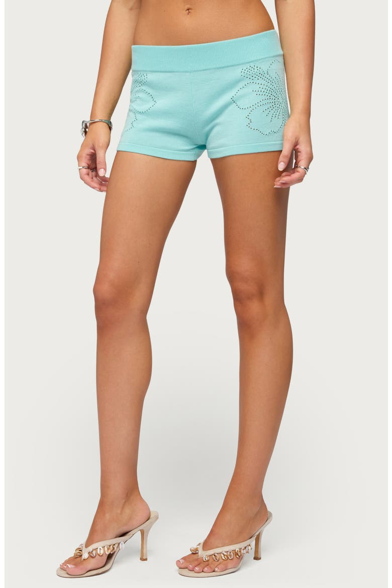 Noey Open Knit Microshorts, Alternate, color, AQUA