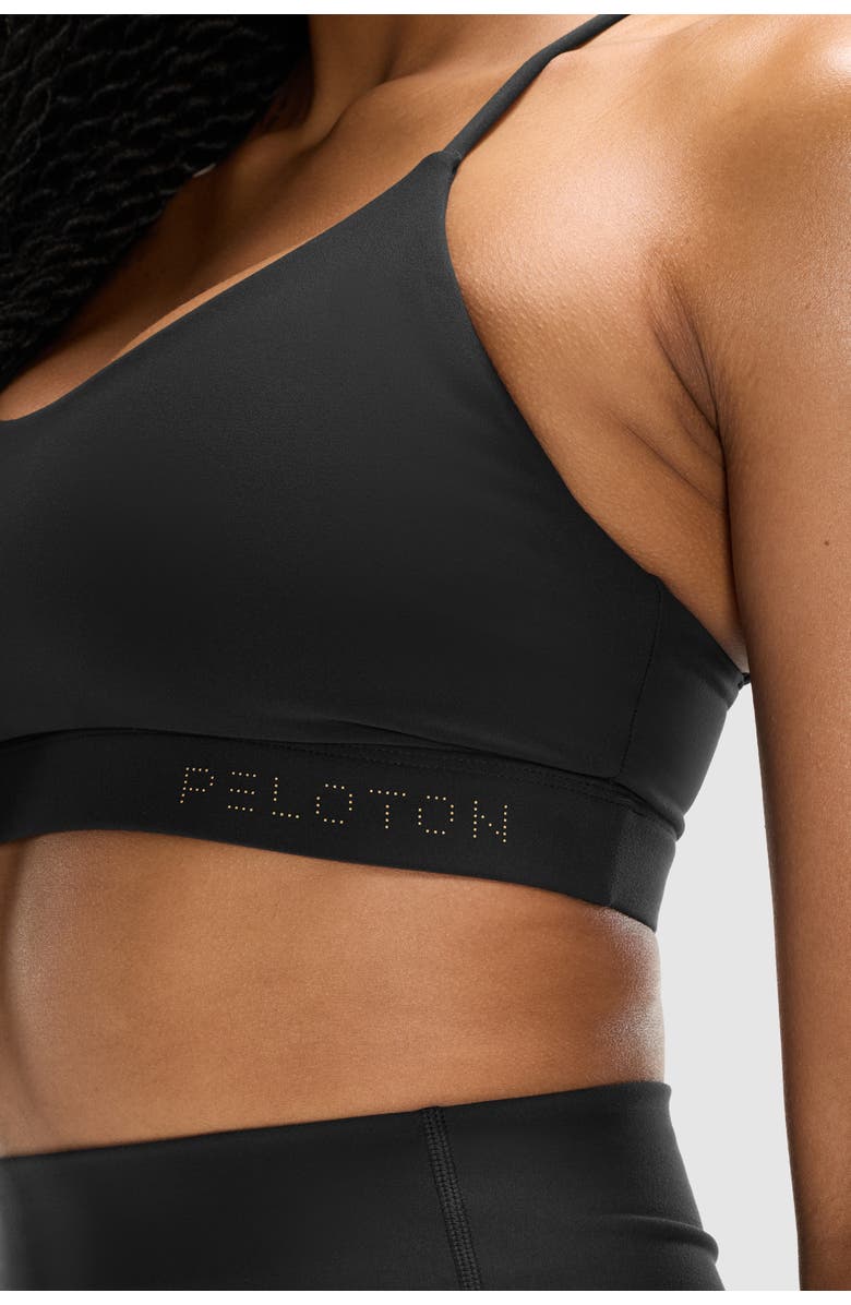 Peloton Cadent V-Neck Strappy Back Bra, Alternate, color, Black