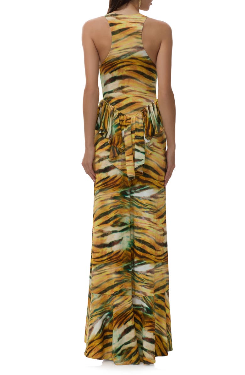 AFRM Bovina Tiger Print Sleeveless Dress, Alternate, color, Citron Tiger