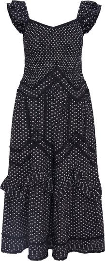 Brin Flutter Sleeve Tiered Maxi Sundress