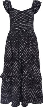 LoveShackFancy Brin Flutter Sleeve Tiered Maxi Sundress
