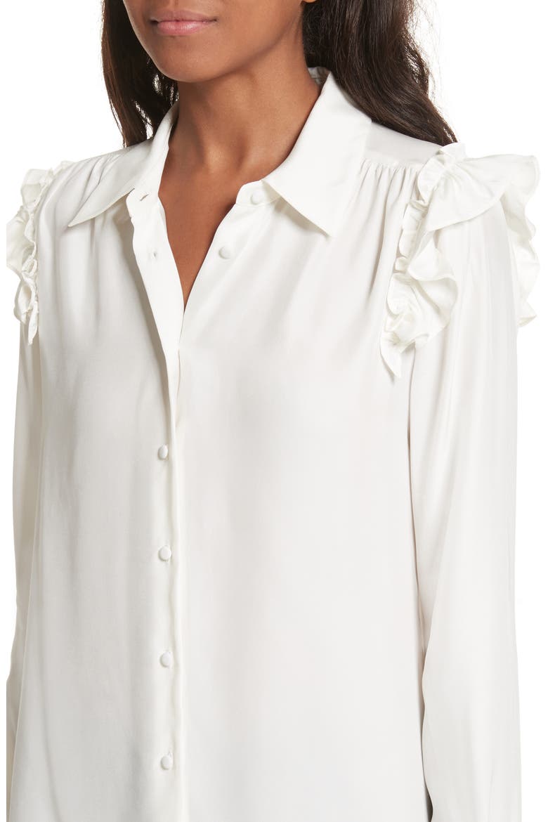 Silk Ruffle Sleeve Blouse, Alternate, color, OFF WHITE
